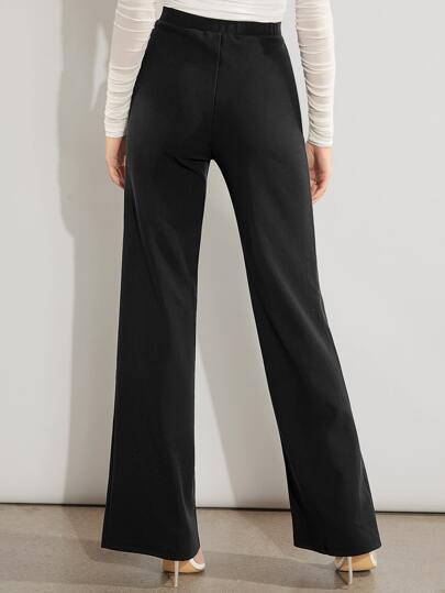 Firerie Solid High Waist Wide Leg Pants Bootcut Wide Leg Pants Dress Pants Office Work Black Autumn Elegant